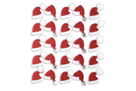 Stickers brillantes gorro de Papá Noel 2 x 1,5 cm x 25 pcs - Tema Navidad – 10doigts.fr