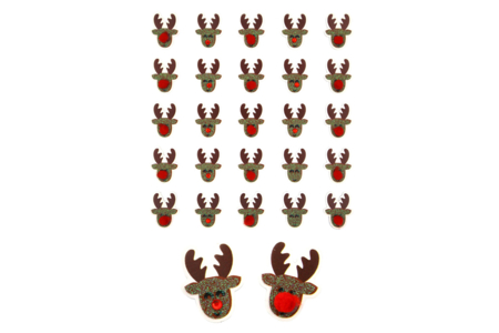 Reindeer Stickers with Pom Poms - 25 pcs - 1 - Christmas Stickers and Labels - 10doigts.com - Christmas Stickers and Labels – 10doigts.fr