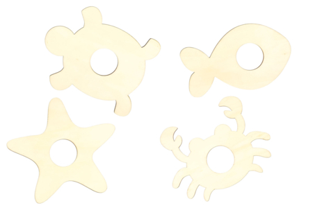 Marine Animal Pom-Pom Holders - 4 Pieces - 2 - Wooden Animals - 10doigts.com - Wooden Animals – 10doigts.fr