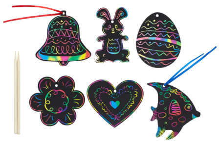 Easter Decorations in Scratch Card - 60 pcs - 2 - Easter Craft Kits - 10doigts.com - Easter Craft Kits – 10doigts.fr