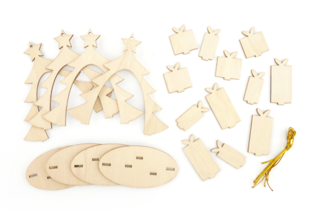 Wooden Tree Ornaments - 4 Pieces - 2 - Christmas Wooden Objects - 10doigts.com - Christmas Wooden Objects – 10doigts.fr