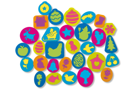 Maxi Foam Stamp Pack - 72 Assorted Patterns - 8 - Ink Pads and Paints - 10doigts.com - Ink Pads and Paints – 10doigts.fr