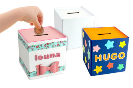 White Cardboard Piggy Banks - 12 Pieces - 1 - Cardboard Boxes and Baskets - 10doigts.com - Cardboard Boxes and Baskets – 10doigts.fr