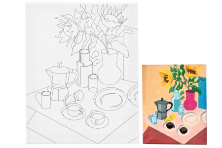 Paintable Printed Canvas - Breakfast - 1 - Paint by Numbers - 10doigts.com - Paint by Numbers – 10doigts.fr