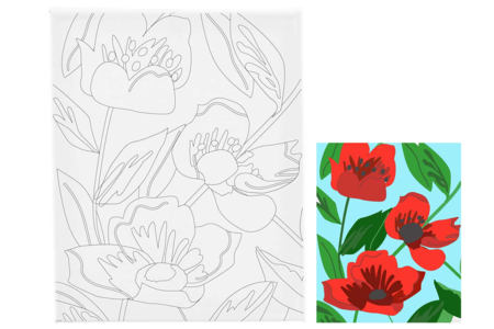 Printed Canvas for Painting - Poppies - 1 - Stretched Frames and Canvas Boards - 10doigts.com - Stretched Frames and Canvas Boards – 10doigts.fr