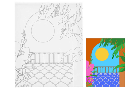 Printed Canvas to Paint - Balcony in the Sun - 3 - Paint by Numbers - 10doigts.com - Paint by Numbers – 10doigts.fr