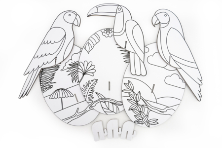 3D Tropical Bird Trophies - 3 Pieces - 2 - Coloring Shapes and Drawings - 10doigts.com - Coloring Shapes and Drawings – 10doigts.fr