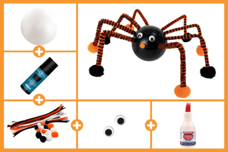 tuto araña pompones halloween - Accesorios creativos Halloween – 10doigts.fr