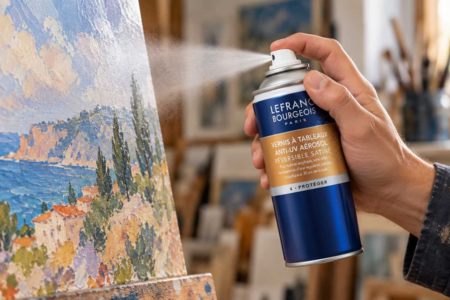 Satin spray varnish for paintings by Lefranc Bourgeois, 150 ml - Mediums and additives for acrylic painting – 10doigts.fr