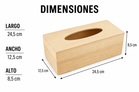 dimensiones caja de pañuelos - Cajas de madera – 10doigts.fr