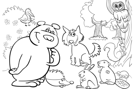 Printable coloring pages: Forest animals 1 – 10 Doigts