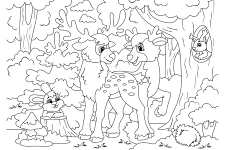 Printable coloring pages: Forest animals12 – 10 Doigts