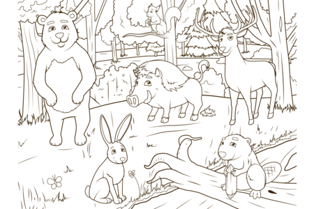 Printable coloring pages: Forest Animals 2 – 10 Doigts