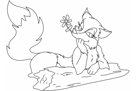 Printable coloring pages: Fox 02 – 10 Doigts