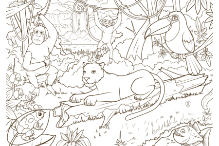 Printable coloring pages Jungle-animals4 – 10doigts
