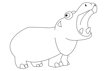 Printable coloring pages Hippopotamus 06 – 10doigts