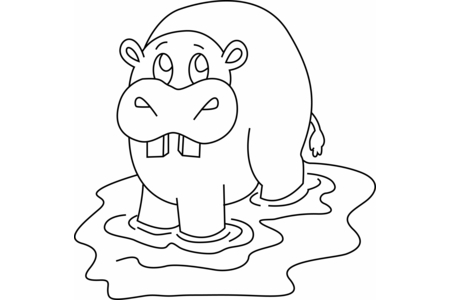 Printable coloring pages Hippopotamus 07 – 10doigts