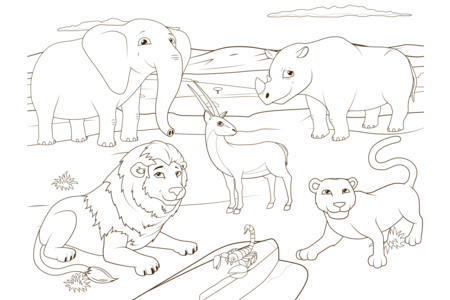 Printable coloring pages: Savannah-animals3 – 10 Doigts