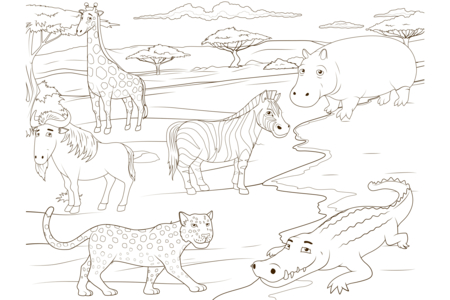 Dibujos para imprimir : Animales-sabana4 – 10 Doigts