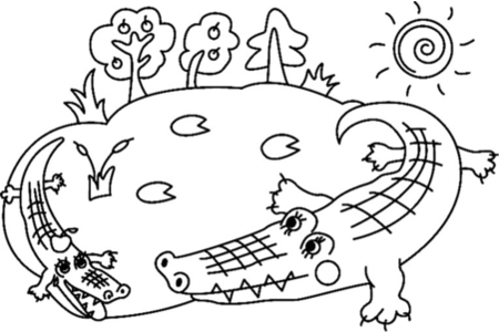 Printable coloring pages: Crocodile01 – 10 Doigts