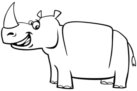 Printable coloring pages: Rhinoceros 04 – 10 Doigts