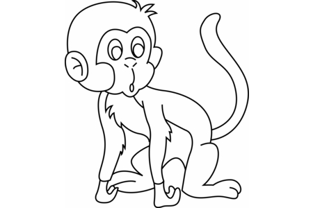 Printable coloring pages: Monkey 01 – 10 Doigts