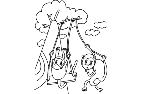 Printable coloring pages: Monkey 02 – 10 Doigts