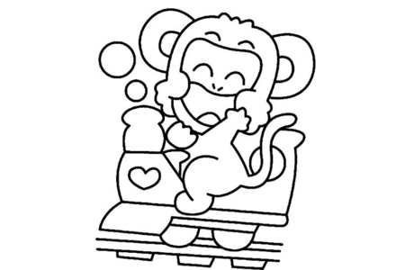 Printable coloring pages: Monkey 05 – 10 Doigts