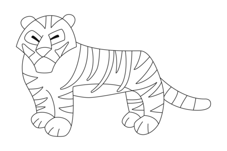 Dibujos para imprimir : Tigre 01 – 10 Doigts