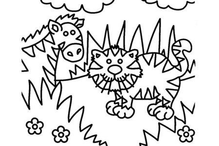 Printable coloring pages: Zebra and tiger 01 – 10 Doigts