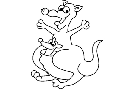 Printable coloring pages: Kangaroo 03 – 10 Doigts