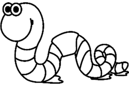 Printable coloring pages: Earthworm 02 – 10 Doigts