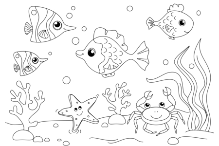 Printable coloring pages: Marine animals11 – 10 Doigts