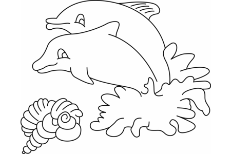Printable coloring pages: Dolphin 03 – 10 Doigts