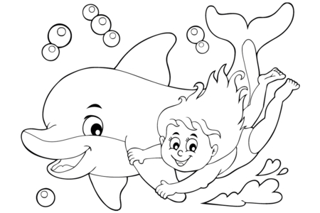 Printable coloring pages: Dolphin 08 – 10 Doigts