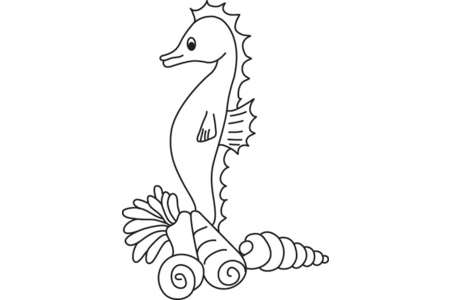 Printable coloring pages: Seahorse 02 – 10 Doigts