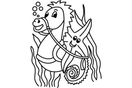 Printable coloring pages: Seahorse 03 – 10 Doigts