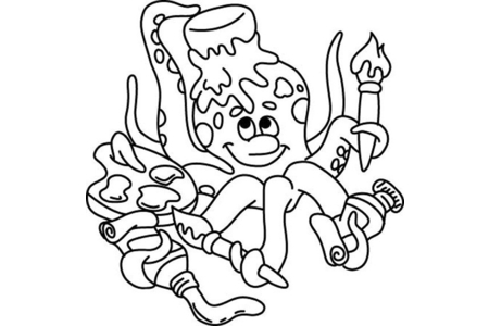 Printable coloring pages: Octopus 04 – 10 Doigts