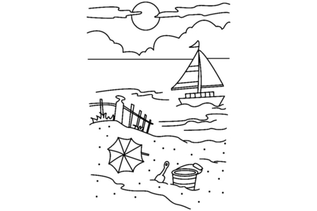 Printable coloring pages: Beach 01 – 10 Doigts