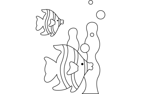 Printable coloring pages: Fish 02 – 10 Doigts