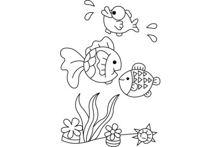 Printable coloring pages: Fish 04 – 10 Doigts
