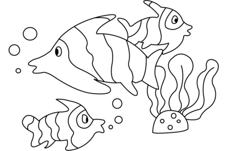 Printable coloring pages: Fish 08 – 10 Doigts