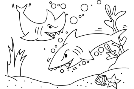 Printable coloring pages: Shark 02 – 10 Doigts