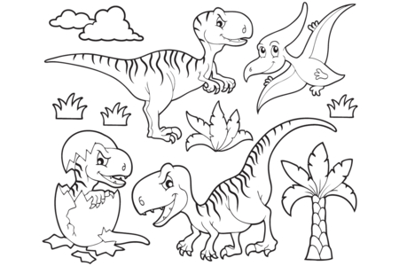 Printable coloring pages: Dinosaur 56 – 10 Doigts