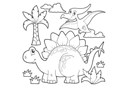 Printable coloring pages: Dinosaur 60 – 10 Doigts