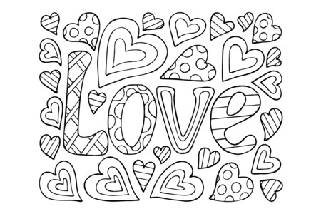 Printable coloring pages: Father's Day heart 06 – 10 Doigts