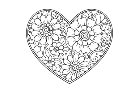 Printable coloring pages: Father's Day heart 09 – 10 Doigts