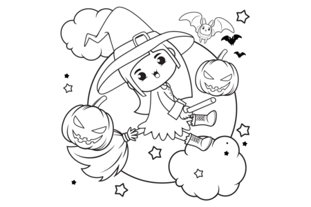 Printable coloring pages: Halloween13 – 10 Doigts