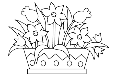 Printable coloring pages: Flowers 003 – 10 Doigts