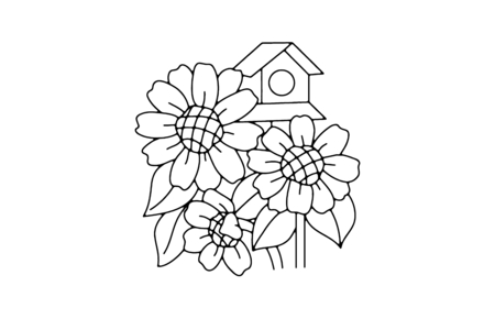 Printable coloring pages: Flowers 004 – 10 Doigts